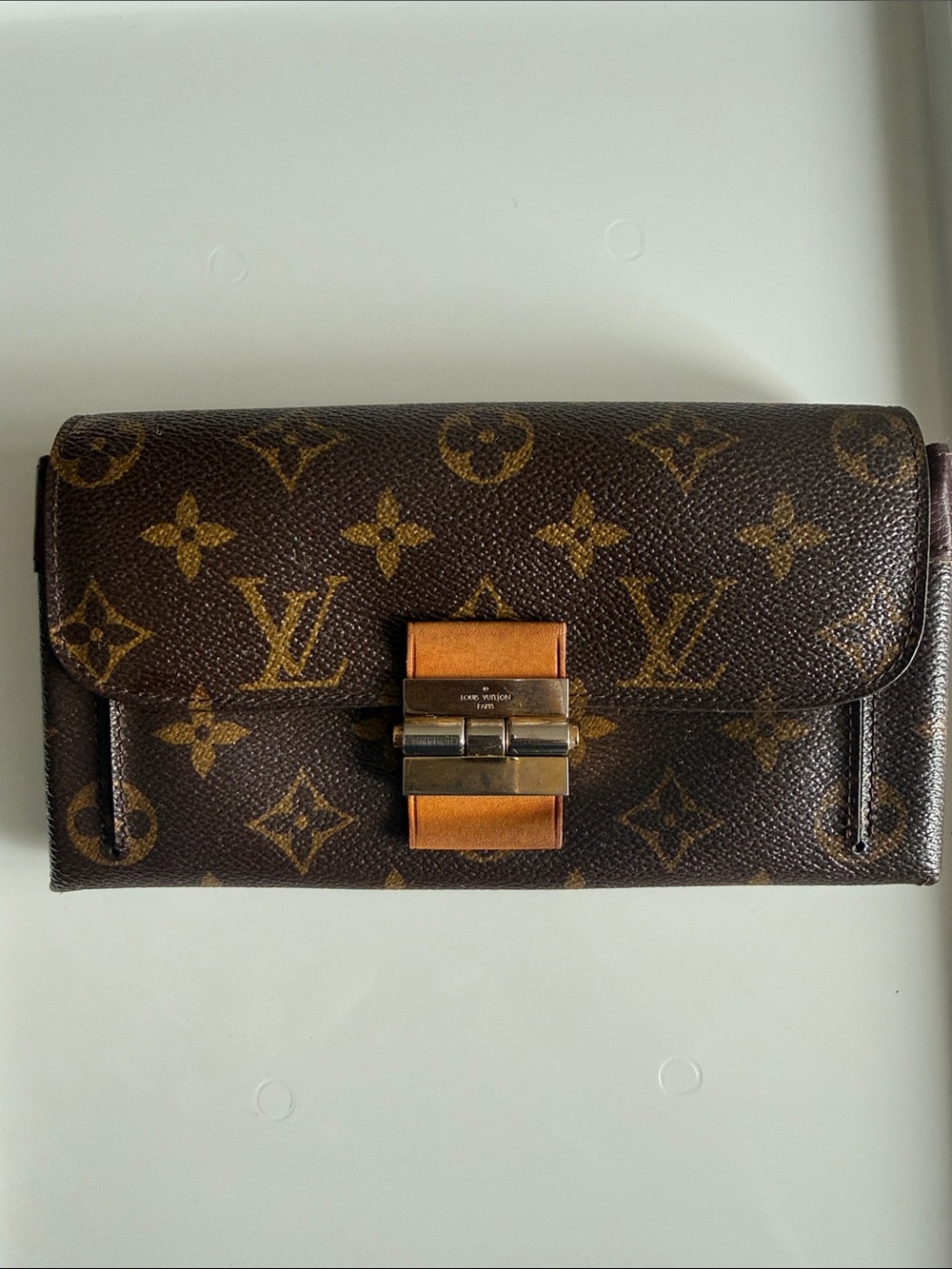 Louis Vuitton Brown Monogram Canvas Wallet with Tan Accent